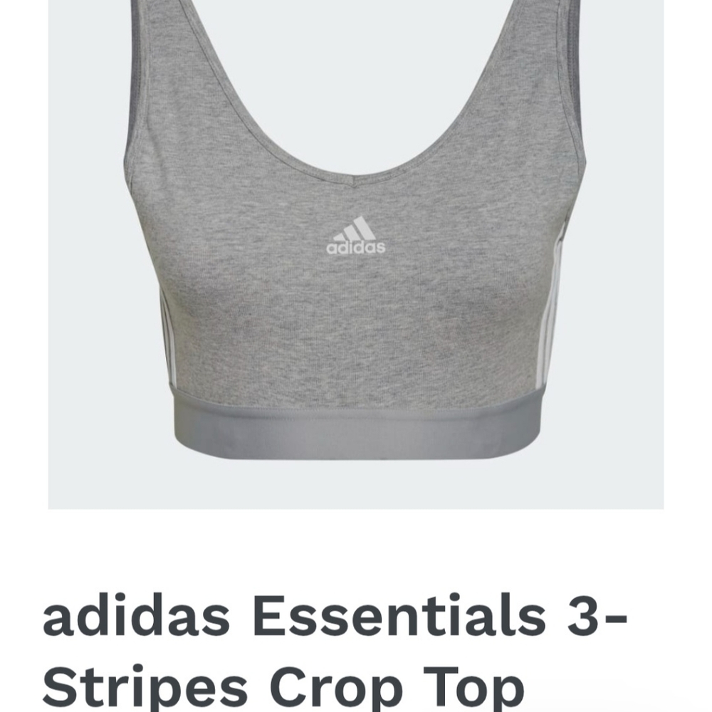 Adidas Gray 3-Stripes Crop Top - Picture 4 of 4
